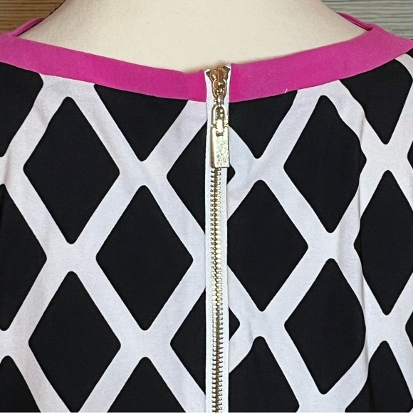 Joseph Ribkoff Black/White/Pink Sheath Dress 3/4 Sleeve Knee Length Size 6 - Picture 4 of 7